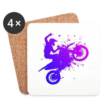Dirt Bike Dirt Biker Supermoto Men's Motocross - Coasters (set of 4) - white - Front