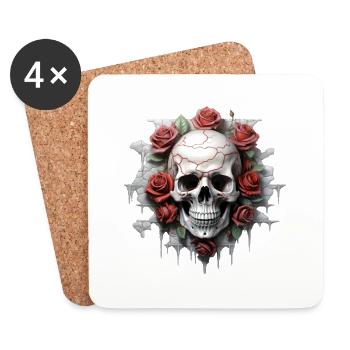 Gothic Blumenkunst Grafik Modedesign - Untersetzer (4er-Set) - Weiß - Vorne