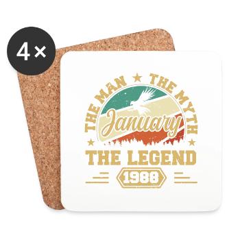 Les Legends sont nés en janvier 1988 - Dessous de verre (lot de 4) - blanc - Devant