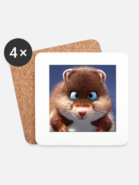 Squirrel Schieli - Eichhörnchen mit Silberblick - Untersetzer (4er-Set) - Weiß