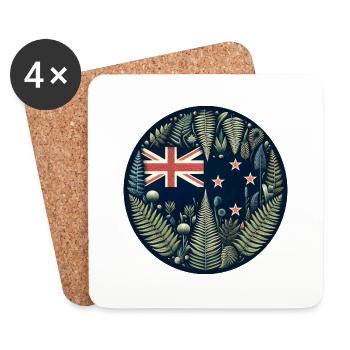 Nouvelle-Zélande Aotearoa Kiwi 8 - Dessous de verre (lot de 4) - blanc - Devant