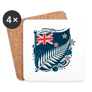 Nouvelle-Zélande Aotearoa Kiwi 16 - Dessous de verre (lot de 4) - blanc - Devant