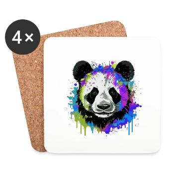 Panda Kopf Porträt Bunt - Untersetzer (4er-Set) - Weiß - Vorne