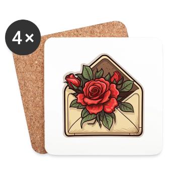Romantisches Valentinstags-Liebesdesign - Untersetzer (4er-Set) - Weiß - Vorne