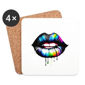 lips colorful - Untersetzer (4er-Set) - Weiß - Vorne