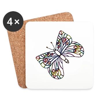 Schmetterling - Untersetzer (4er-Set) - Weiß - Vorne