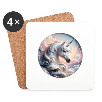 Licorne magique et enchanteresse - Dessous de verre (lot de 4) - blanc - Devant