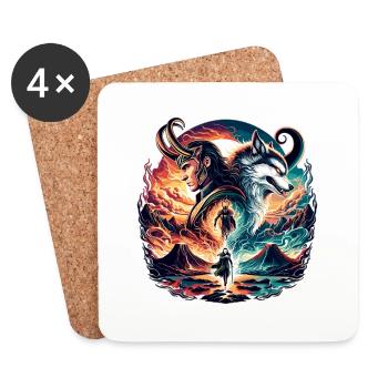 Clash of the Gods of Midgard - Vikings Fantasy - Coasters (set of 4) - white - Front