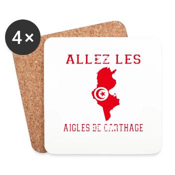 Allez LES Aigles de Carthage Maillot de Pied - Dessous de verre (lot de 4) - blanc - Devant