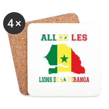 Allez Les Lions de la Teranga Maillot de Pied - Dessous de verre (lot de 4) - blanc - Devant