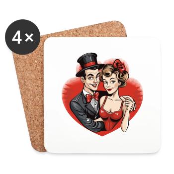 Valentine Couple Pärchen - Untersetzer (4er-Set) - Weiß - Vorne