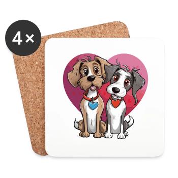 Valentine Dog Couple Hunde Pärchen - Untersetzer (4er-Set) - Weiß - Vorne