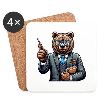 Cute Bear Teacher - Coasters (set of 4) - white - Front
