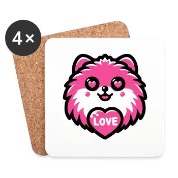 Pomeranian In Love - Coasters (set of 4) - white - Front