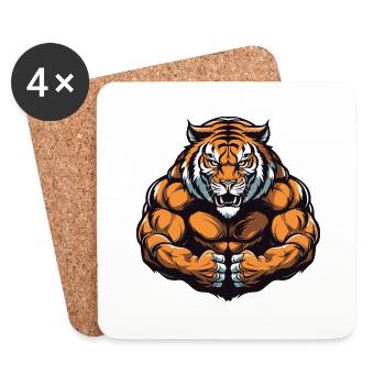 Tigre Muscles Bête Arts Martiaux MMA - Dessous de verre (lot de 4) - blanc - Devant