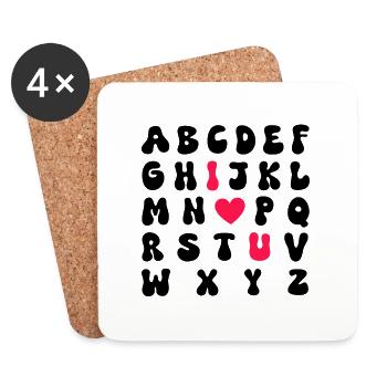 Valentine Alphabet - I love you - Untersetzer (4er-Set) - Weiß - Vorne