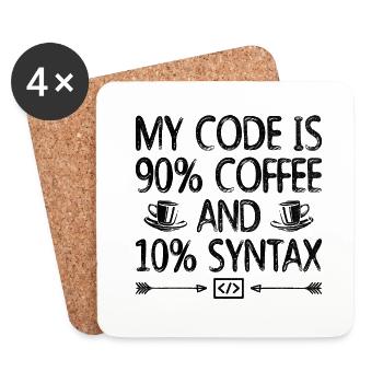 Café Codage Programmeur Codeur Développeur Nerd Coff - Dessous de verre (lot de 4) - blanc - Devant