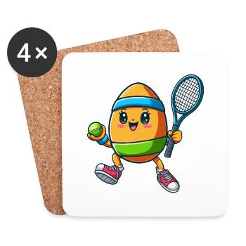 Oeuf de Pâques Tennis, Joueur de Tennis Festival de Pâques - Dessous de verre (lot de 4) - blanc - Devant