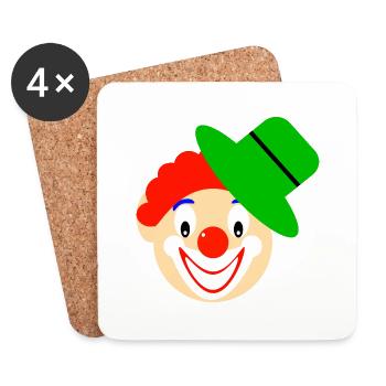 Clown, Clownsgesicht - Untersetzer (4er-Set) - Weiß - Vorne