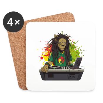 Jamaican Reagge Lion - Untersetzer (4er-Set) - Weiß - Vorne
