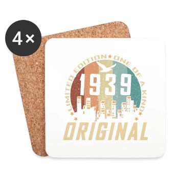 Vintage December 1939 85 Anniversary Gift - Coasters (set of 4) - white - Front