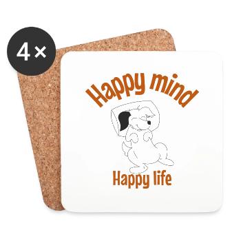 Un heureux, une vie heureuse - Dessous de verre (lot de 4) - blanc - Devant