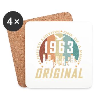 Vintage Décembre 1963 Cadeau d Anniversaire 61 ans - Dessous de verre (lot de 4) - blanc - Devant
