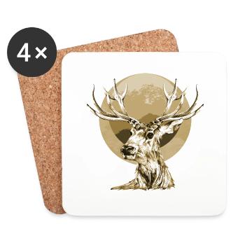 Cerf - Dessous de verre (lot de 4) - blanc - Devant