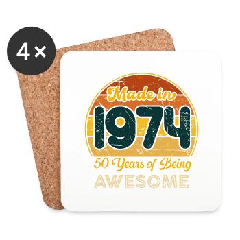 Geboren 1974 – Vintage 1974 Geburtstag Retro - Untersetzer (4er-Set) - Weiß - Vorne