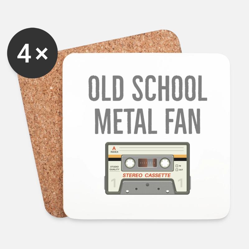 Oldschoolmetalfan - Untersetzer (4er-Set) - Weiß