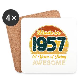 Geboren im Jahr 1957 – Vintage 1957 Geburtstag Retro - Untersetzer (4er-Set) - Weiß - Vorne