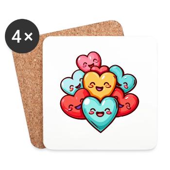 Coeurs Amoureux Bébé Mignon - Dessous de verre (lot de 4) - blanc - Devant