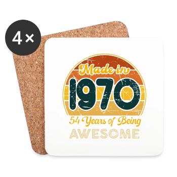Born in 1970 - Vintage 1970 Birthday Retro - Coasters (set of 4) - white - Front