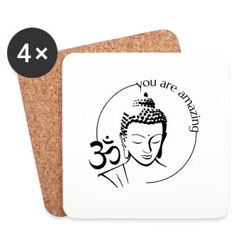 Incroyable Bouddha OM Yin Yang Beau - Dessous de verre (lot de 4) - blanc - Devant