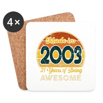 Né en 2003 - Vintage 2003 Anniversaire Rétro - Dessous de verre (lot de 4) - blanc - Devant