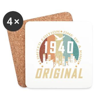 Vintage December 1940 84 Birthday Gift - Coasters (set of 4) - white - Front