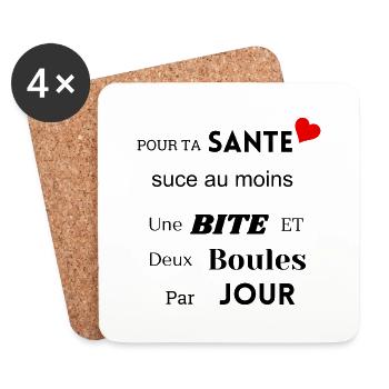 For your health, suck at least one cock a day - Coasters (set of 4) - white - Front