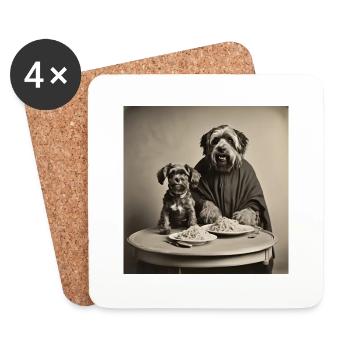 Chien / Animal / Photo / Sauvage / Drôle / Aboiement - Dessous de verre (lot de 4) - blanc - Devant