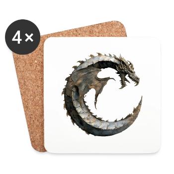 Letter "C" in dragon design. - Coasters (set of 4) - white - Front