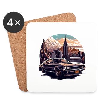 Vintage American and Sports Car - Coasters (set of 4) - white - Front