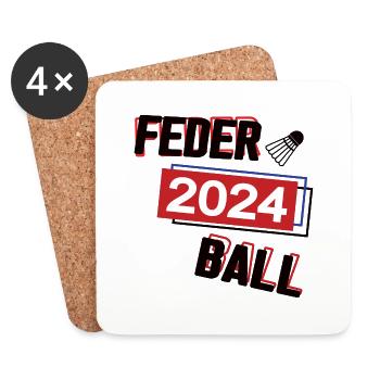 Federball in 2024 Sport Spiel Spielerin Badminton - Untersetzer (4er-Set) - Weiß - Vorne