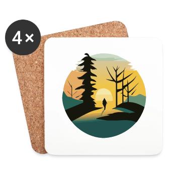 Sonnenaufgang im Wald - Untersetzer (4er-Set) - Weiß - Vorne