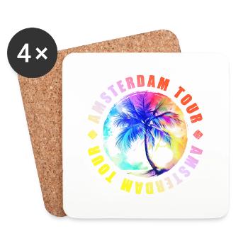 Visite d’Amsterdam colorée - Dessous de verre (lot de 4) - blanc - Devant