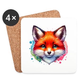 fox, animal, forest, red fox, wilderness - Coasters (set of 4) - white - Front