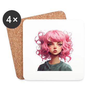 sweet girl with pink hair - Untersetzer (4er-Set) - Weiß - Vorne