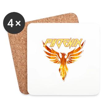 phénix, phénix, oiseau, feu, illustration - Dessous de verre (lot de 4) - blanc - Devant