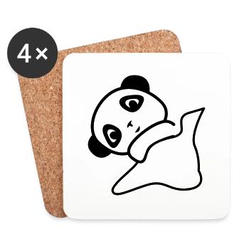 Un joli timide petit panda qui dors pour enfant - Dessous de verre (lot de 4) - blanc - Devant