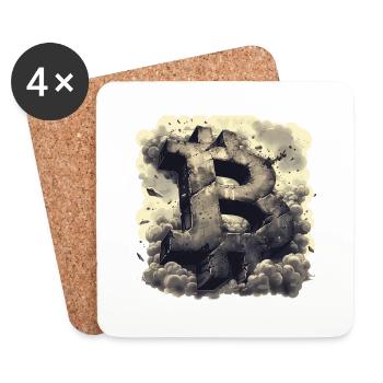Crypto, Retro & Minimalist Bitcoin Designs - Coasters (set of 4) - white - Front