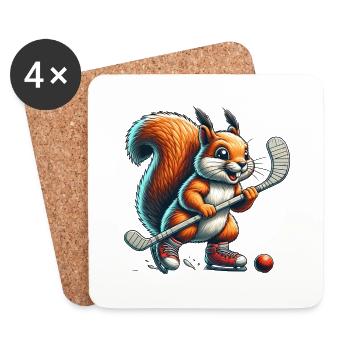Hockey sur gazon écureuil noix Animal Love - Dessous de verre (lot de 4) - blanc - Devant
