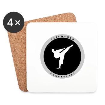Combattant Taekwondo - Dessous de verre (lot de 4) - blanc - Devant